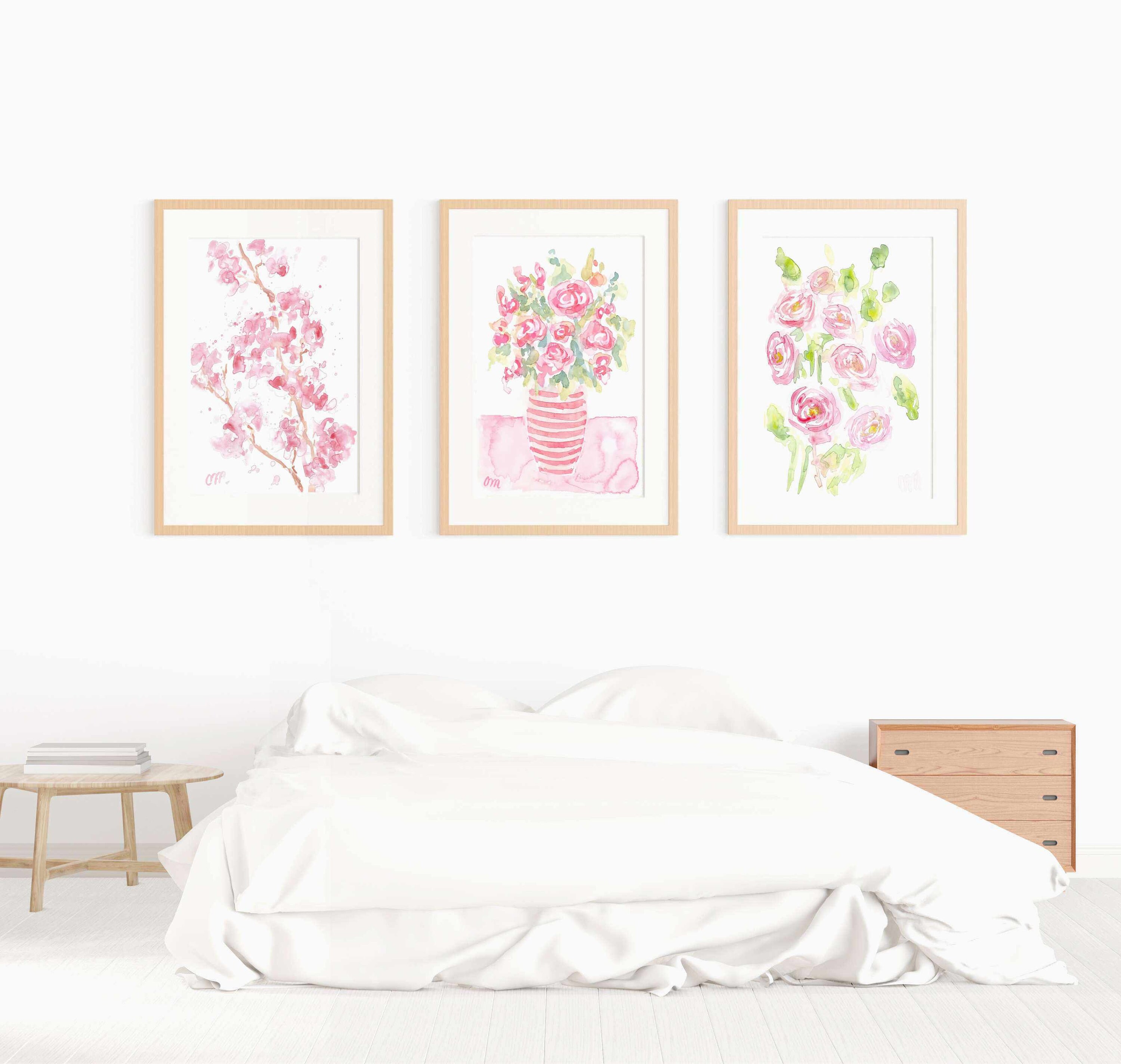 Pink Floral Watercolor Print Set: Botanical Wall Art (digital Download ...