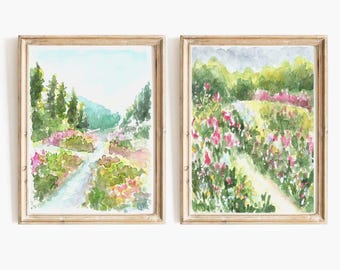 Flower Meadow Watercolor Print Set: Colorado Mountain Landscape (Digital Download)