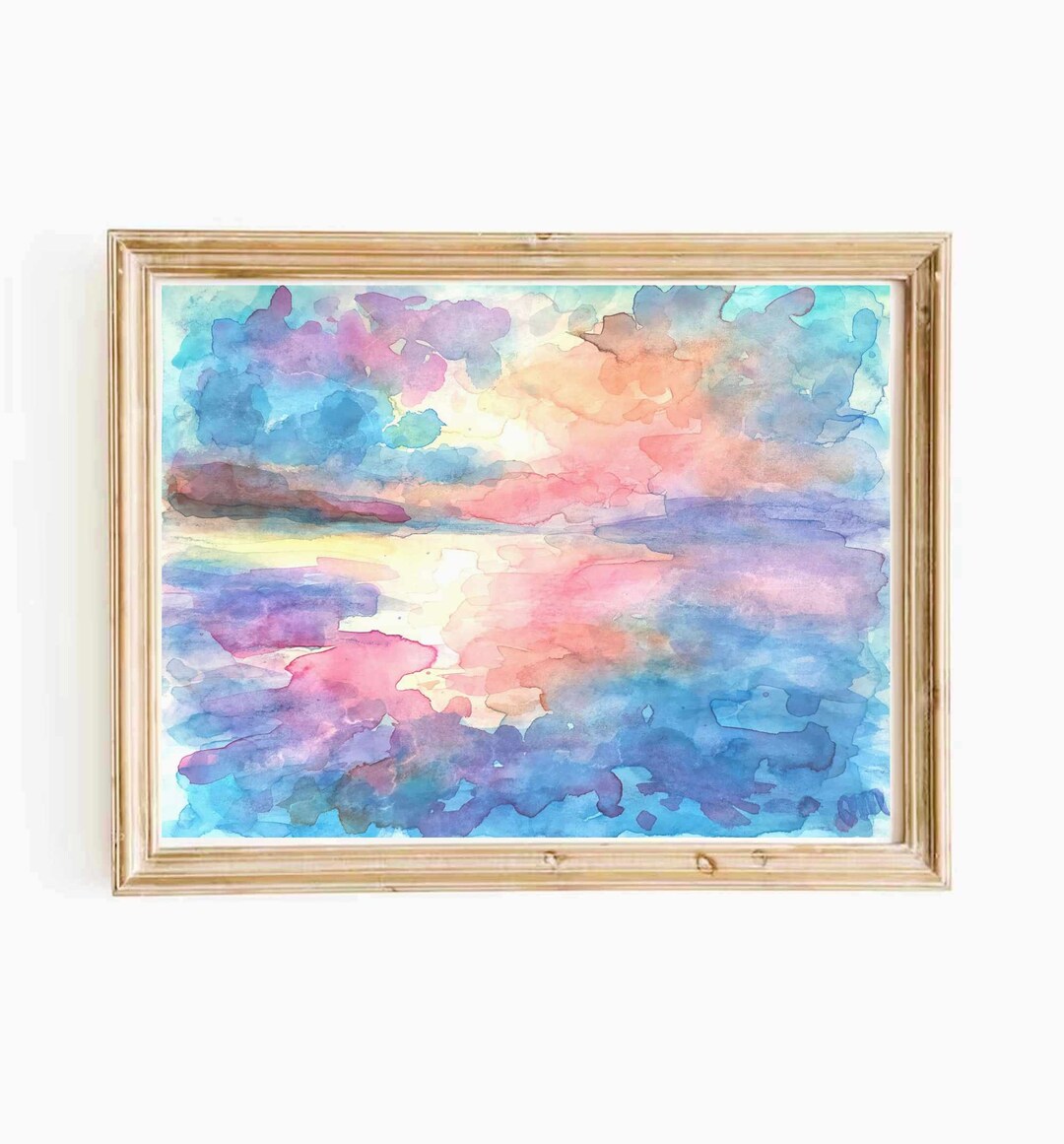 Abstract Hawaii Beach Sunset Watercolor Digital Print Coastal Landscape ...