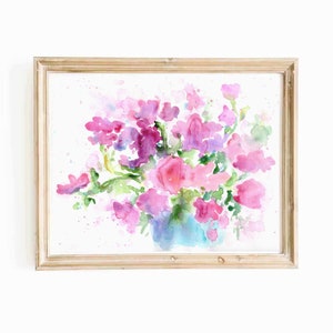 Purple Wildflower Bouquet Watercolor Print: Floral Wall Art (Digital Download)