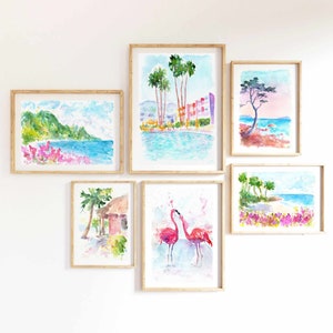 Hawaii Beach Watercolor Print Set: Coastal Seascape Wall Art (Digital Download)