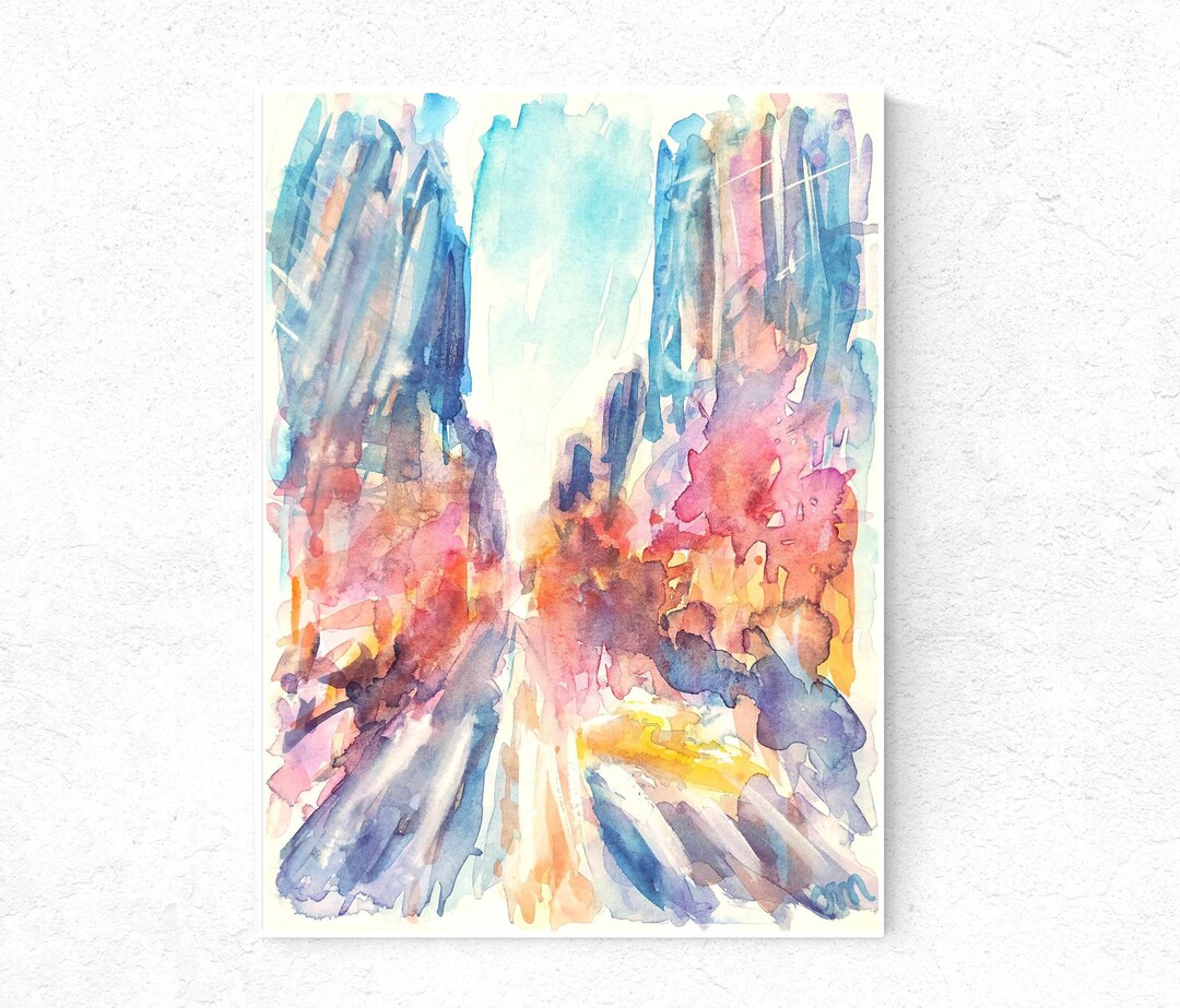 Abstract New York City Watercolor Digital Print NYC Print City Street ...
