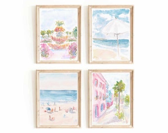 Charleston Watercolor Print Set: Rainbow Row, Pineapple Fountain (Digital Download)