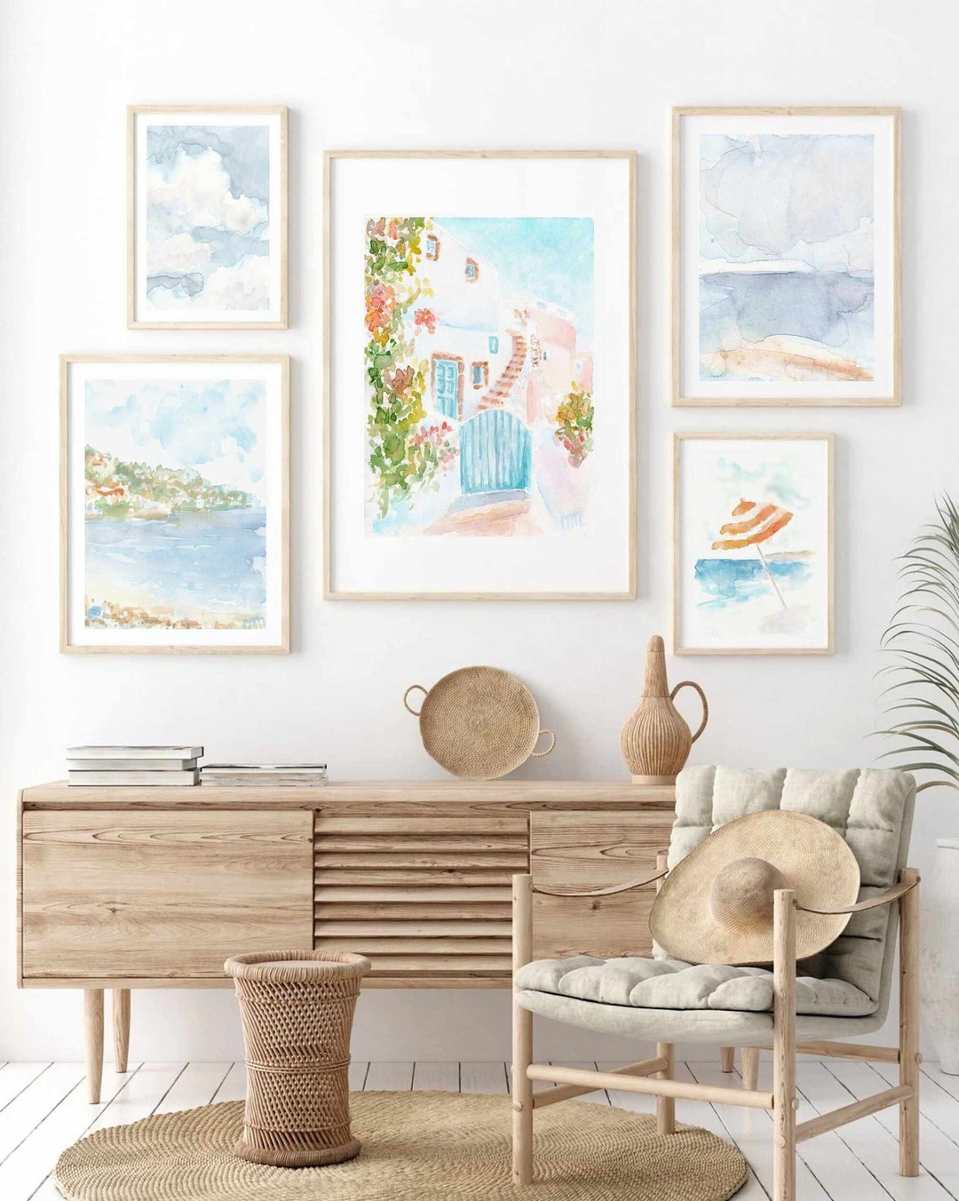 Set of 5 Mediterranean Coast Watercolor Print 5 Piece Rodos Greece ...