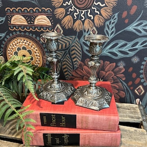 Art Nouveau Silver Plated Candlesticks/Taper CandleSticks