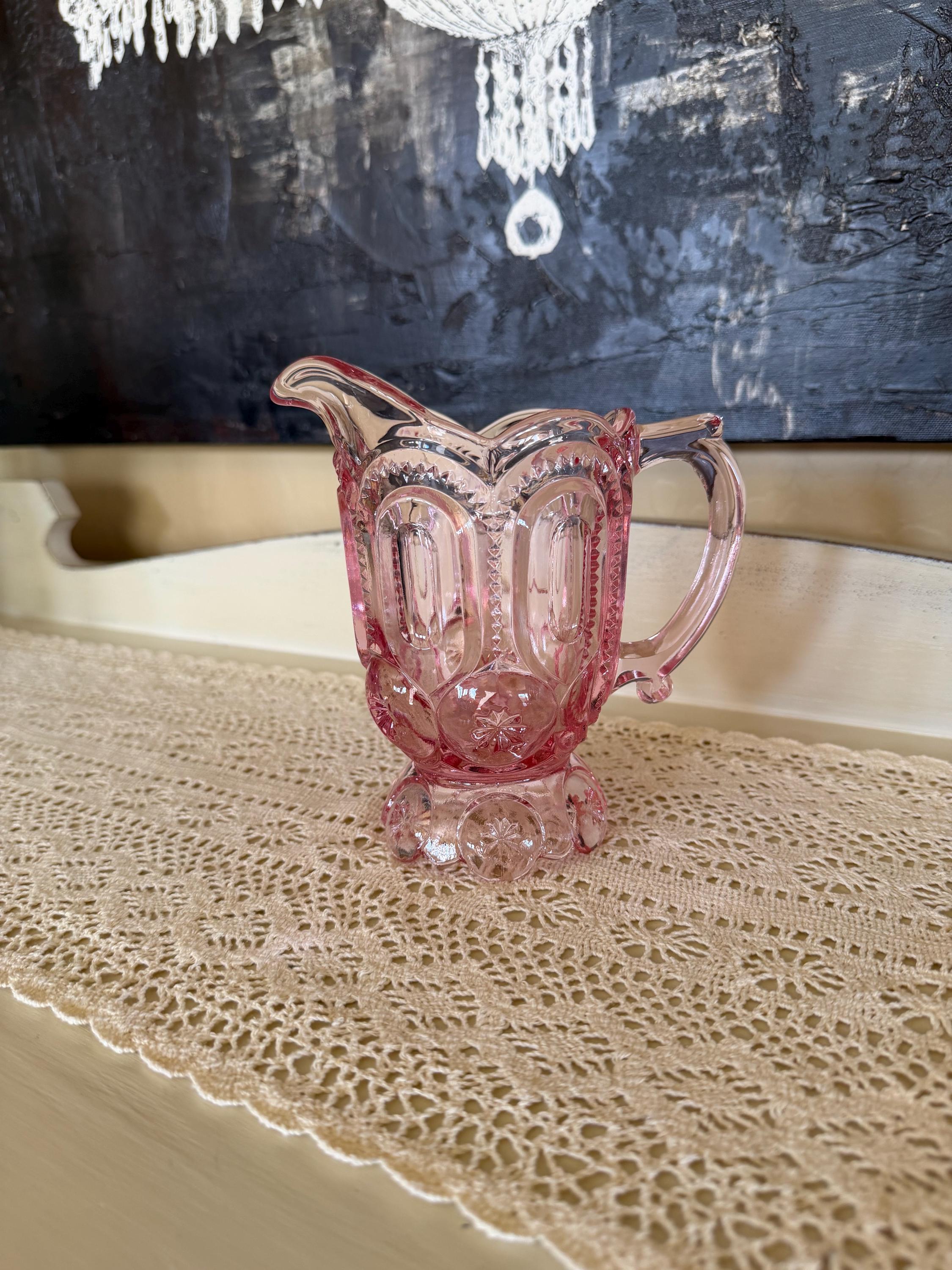 L.E. Smith Pink Moon and Star Creamer Pitcher - Etsy