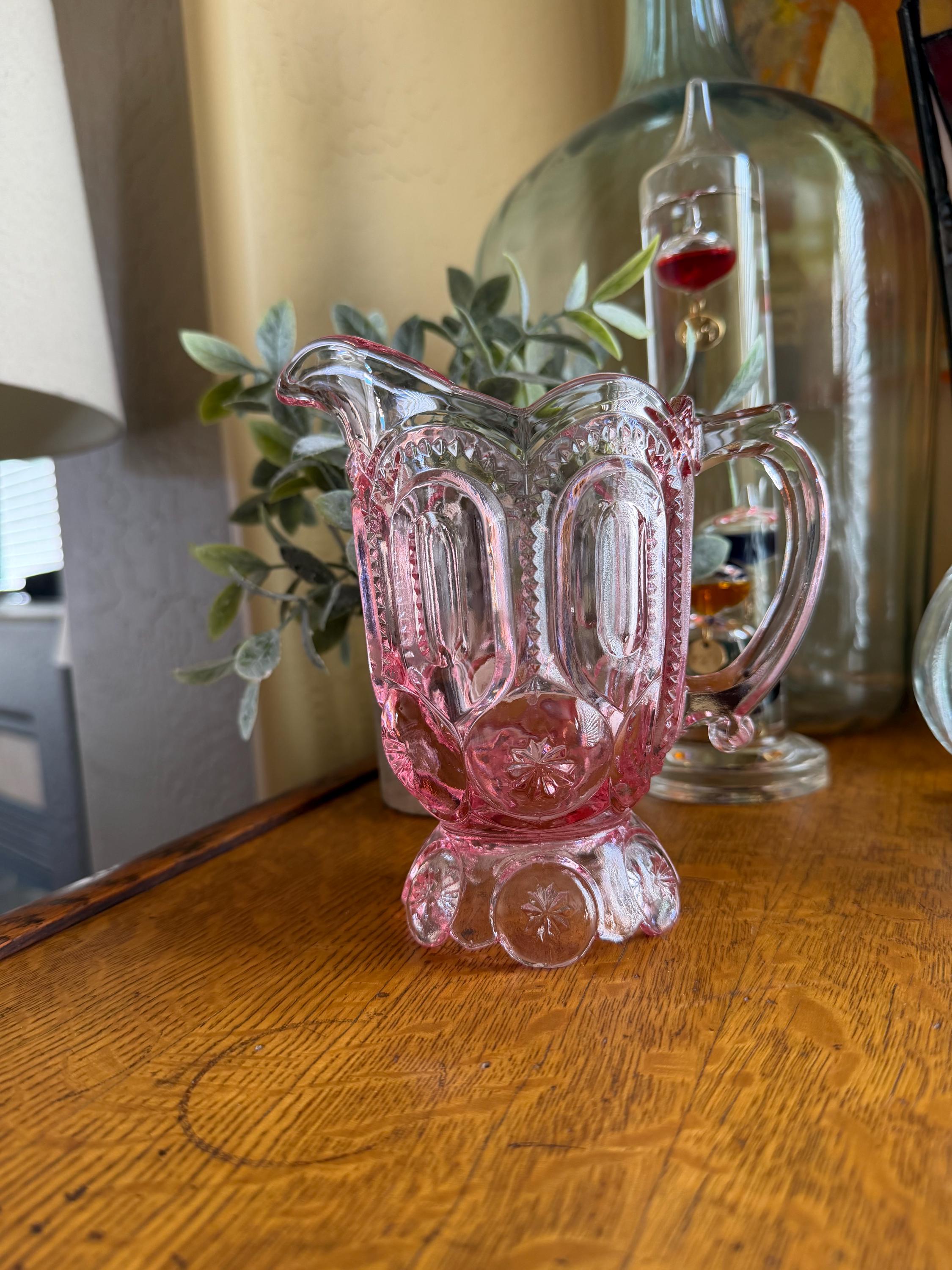 L.E. Smith Pink Moon and Star Creamer Pitcher - Etsy