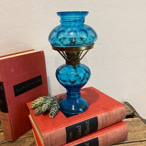 Rare Vintage Aqua Blue Mini Oil Lamp