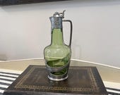 1910 Orivit Art Nouveau Pewter Green Glass Decanter