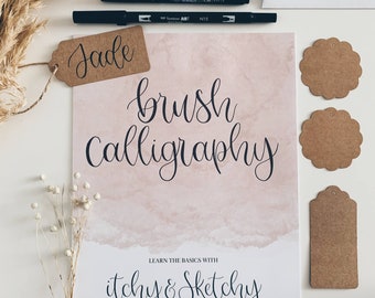 Beginners Brush Calligraphy Workbook Kit | Lettering guide | Brush Lettering | Calligraphy set | Creative gift