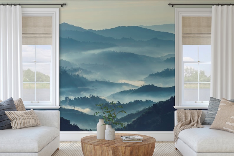 Vinyle mural sur le thème montagne pour chambre de bébé