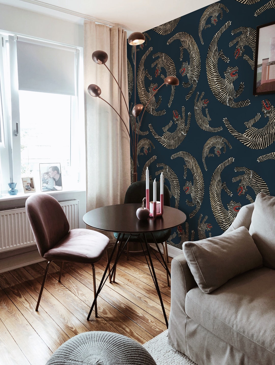 Japanese Vintage Woodblock Print of Tigers 51 Wallpaper - Etsy