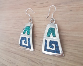 Xocotzin - Handmade Mexican earrings made of alpaca, abalone and resins