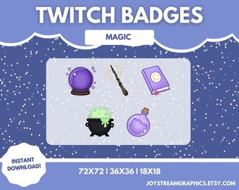Magic Themed Sub Badges, Bit Badges - Twitch/Discord - Set of 5