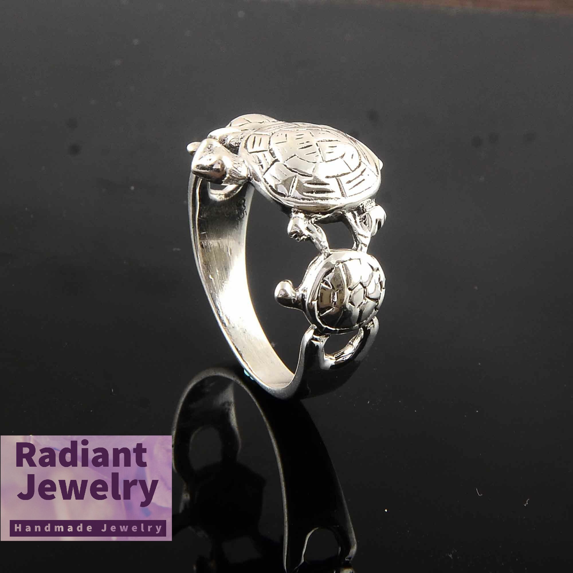 Silver Tortoise Ring Sterling Silver Ring Animal Ring Etsy