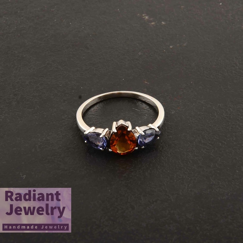 Multi Stone Ring Handmade Ring Wedding Ring Natural Stone Ring Citrine Ring Engagement Ring Sterling Silver Ring Tanzanite Ring