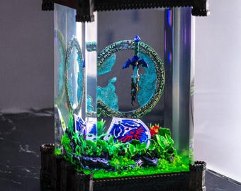 Handmade Fantasy Resin Diorama Sword and Shield Lamp, Unique LED Display Lamp, Zelda Desk Decoration, Gift for Gamers, Christmas Gifts
