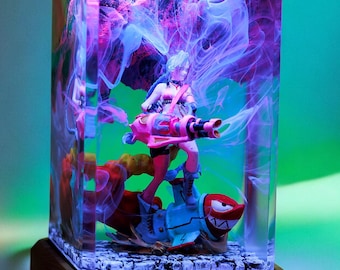 Handmade Jin.x Resin Epoxy Lamp – Custom Anime Night Light, Desk Lamp, Table Lamp, Gift for Gamers, Christmas Gifts
