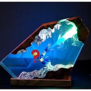 Warrior Power Lamp, Handmade Anime Resin Night Light Japanese anime Epoxy Lamp, Gift for Him, Personalized Gift for Him Christmas Gift