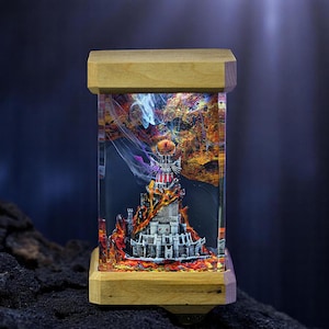 Barad Dur Town Resin Lamp, Handmade Room decor Epoxy Lamp, Diorama Lost of Ring lamp, Resin Night light gift, desk lamp decor Christmas Gift