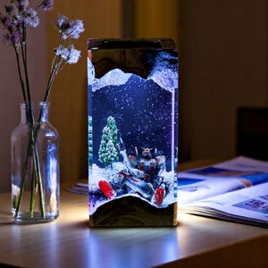 Gundam Diorama Resin Wood Lamp, Handmade Mecha Night Light, Sci-Fi Anime Desk Decor Unique Gift for Him or Collector  Christmas Gift