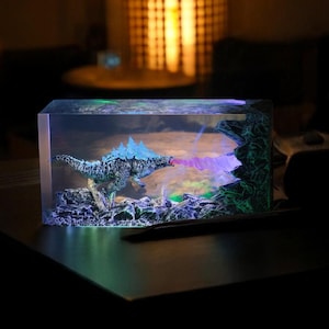 Handmade Beast Diorama Lamp, Handcrafted Epoxy Diorama Light Fire Effects Terrarium Personalized Bedroom lamp Christmas Gift for him Gamer