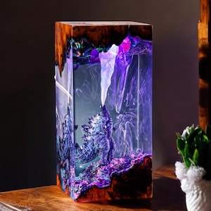 Fathers Day Gift, CLEARANCE night light Lamp, Custom Resin Lamp, Personalized Night Light Home Decor, Resin Wood lamp Gifts for him