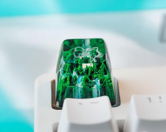 Mystical Forest keycaps, Keycaps Custom Artisan, Keycaps Japanese-style cute, green keycaps, personalized gift, Keycap Cherry MX