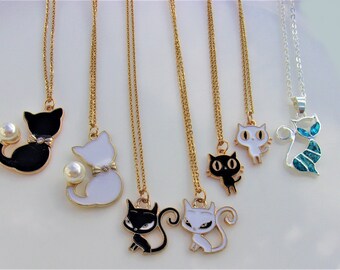 Enamel Cat Necklaces,  Cute cat necklaces, Gifts for cat lovers,  Cat Jewellery, Kitty Jewellery, Cat Jewelry