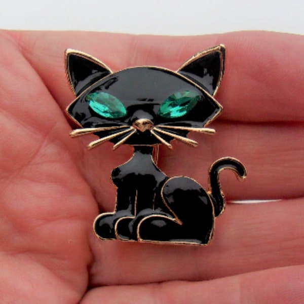 Cat brooch, lucky black cat, cat broach, gift for cat lovers, black cat brooch, black catpin, cat broach,