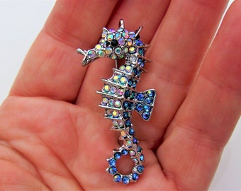 Seahorse Brooch, Seahorse jewellery, Crystal Brooch, Gift for seahorse lovers Seahorse jewelry