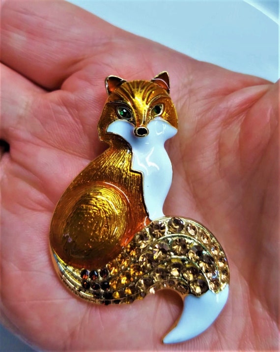Fox Brooch, Crystal & Enamel Brooches for Women, Brooches for Men, Gifts  for Fox Lovers, 