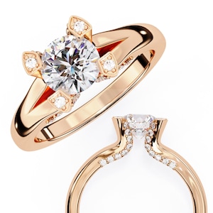 1.026 Carat Round Cut Solitaire Ring in Gold & 925 Sterling Silver - Classic Engagement Ring - Promise Ring - Wedding Ring