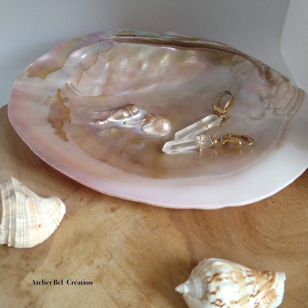 Coquille de rechargement pierres précieuses / naturelles, coupelle à bijoux, coquille nacre avec perles, coquillage perlière