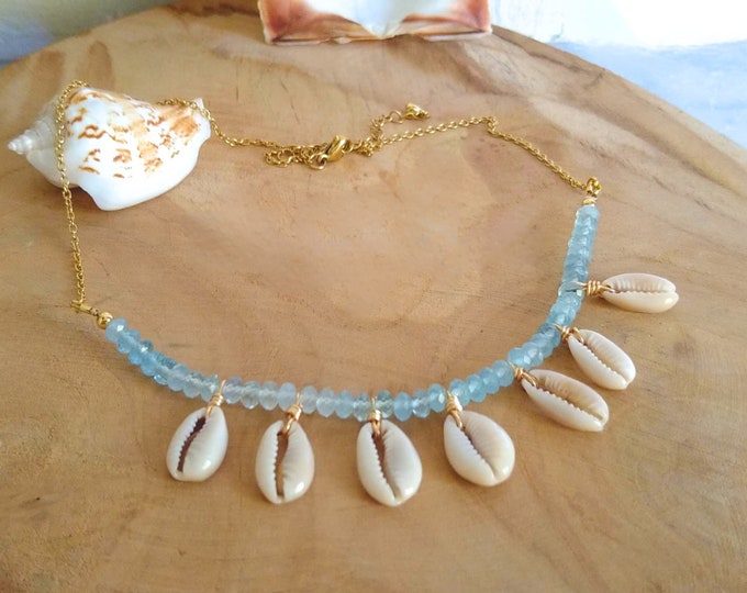 Collier Ras De Cou Artisanal En Coquillages Cauris Naturels Et Bois - Beige - Neuf Avec étiquettes
