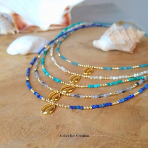 Fine Choker necklace, natural gemstone layering golden