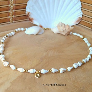 Natural shell necklace | golden steel