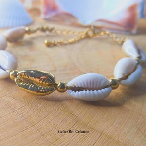 Bracelet coquillages cauris « Vaehina » chaîne extension