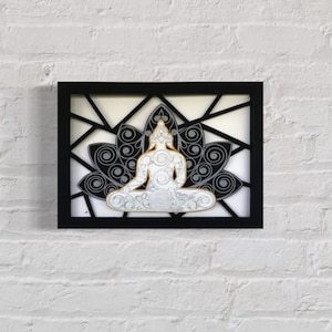 Buddha Wall Decor, Buddha Wall Art, Budha Ornament, 3D Paper Wall Art, Quilling Paper art, Buddha Sculpture, Paper Craft, Buddha Figure Art