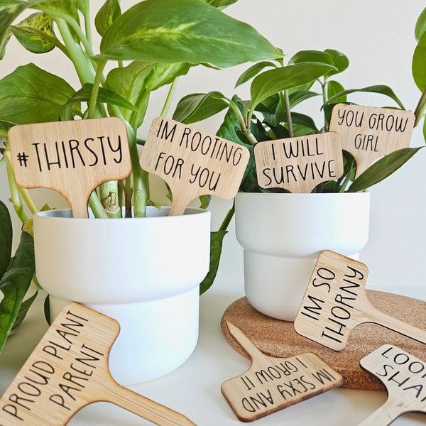 Funny Plant Markers | Gift for plant lovers, Funny plant signs, Tags for pots, Bamboo marker labels, Funny plant sayings