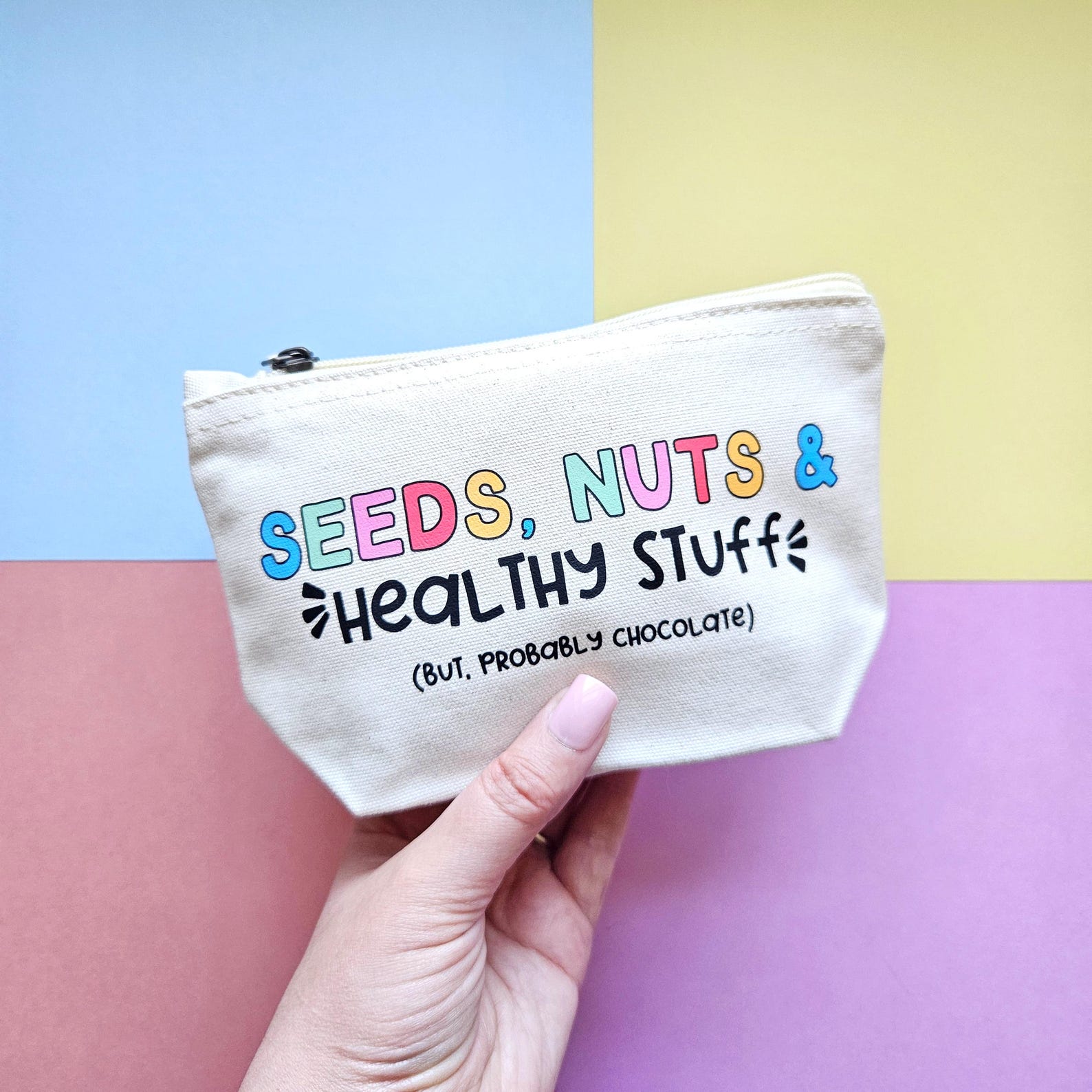 Travel Snack Bag: Humorous Cotton Zip Pouch