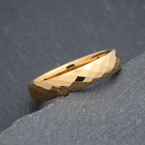 Gold 4mm Wide Wedding Ring for Her, Thin Non Scratch Simple Ring, Unique Wedding Rings for Women, Engagement Promise Ring, Anniversary Gift