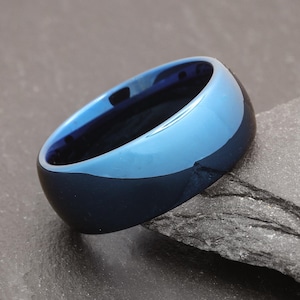 Men&#39;s Tungsten Wedding Ring, Blue Tungsten Ring, Tungsten Wedding Band, Tungsten Carbide Ring, Women&#39;s Blue Tungsten Ring, Engagement Ring
