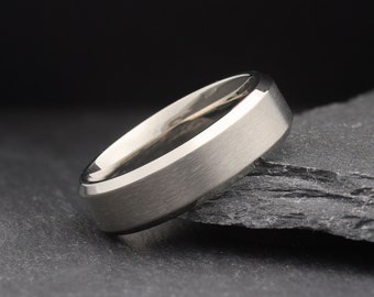 Fede Nuziale In Titanio Spazzolato Per Uomo E Donna, Fede Nuziale In Argento Lucido Per Lui E Per Lei, Regalo Di Anniversario E Compleanno Per Il Marito - Italia - Foto 2