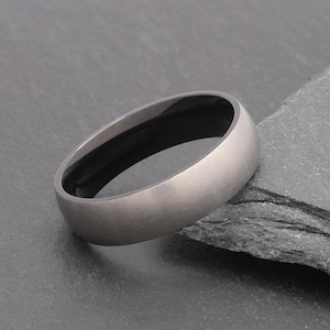 Mens Black & Silver Titanium Wedding Band, Wedding Bands for Him, Engagement Rings For Men, Birthday Gift For Boyfriend or Husband