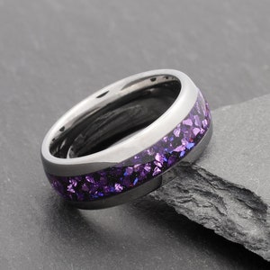 Purple Amethyst Ring, February Birthstone Wedding Band, Mens Amethyst Gemstone Wedding Band, Couples Ring, His and Hers Ring, 4mm 8mm Ring