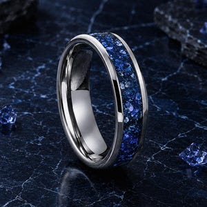 Sapphire Wedding Ring | Blue Wedding Band | Tungsten Wedding Ring | Sapphire Ring | 4mm 6mm 8mm | Unisex Wedding Band | Anniversary Gift