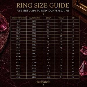 Ring size conversion guide for choosing the correct ruby wedding ring size.
