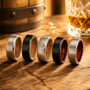 Tungsten Whiskey Barrel Ring: Unique Mens Wedding Band