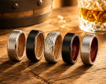 Tungsten Whiskey Barrel Ring: Unique Mens Wedding Band